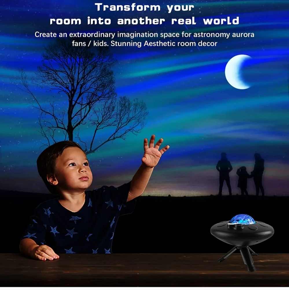 Room Projector Bluetooth Music Celestial Stars Moon Remote Multi Color NIB